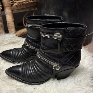 Giuseppe Zanotti Black Heeled Boots with Silver Zippers